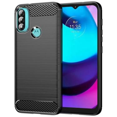 Imagem de GTBDEKI Capa para Moto E20, capa para Moto E30/Motorola E40, capa traseira de TPU macia resistente à prova de choque de fibra de carbono para Motorola Moto E20 preta