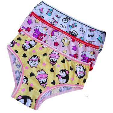 Imagem de Kit de 10 Calcinha Infantil Estampadas com cores variadas tecido 67% Poliéster e 33% Viscoza, Forro de Algodão