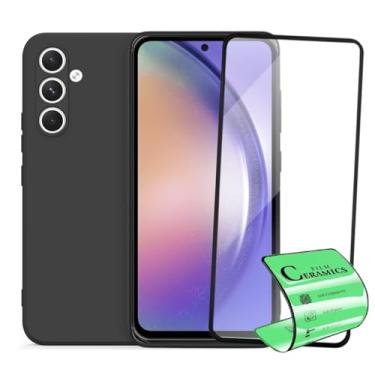Imagem de Kit Película Premium 9D Cerâmica e Capa Capinha VELUDO preta Compatível Com Samsung Galaxy A54 5g
