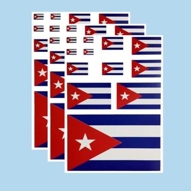 Imagem de Ruoming Ruoming Conjunto de adesivos da bandeira nacional, vários tamanhos, 3 folhas (Cuba)
