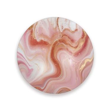 Imagem de STAYTOP Porta-copos absorventes para bebidas, linda pedra de cerâmica de mármore rosa dourado com suporte de cortiça porta-copos redondo para várias festas, decoração de copos de férias, 1 peça