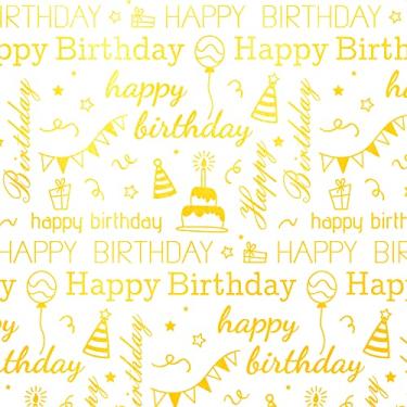 Imagem de MR FIVE Papel De Seda Dourado Grande Para Aniversário, 20" X 28", Branco Com Design Dourado De Feliz Aniversário Para Sacolas De Presente, Papel De Seda Dourado De Feliz Aniversário Para Festa De An