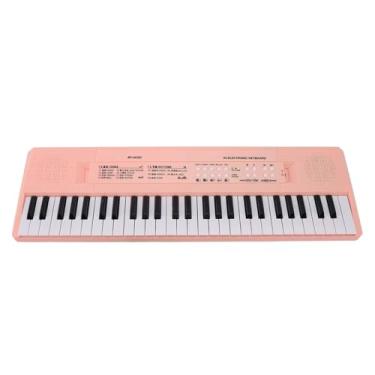 Imagem de Teclado Piano 54 Teclado Musical de Piano Com Cabo de Alimentação USB e Cabo de Alimentação USB, Teclado de Piano Elétrico de Plástico para Garotas Iniciantes Meninas (Rosa)