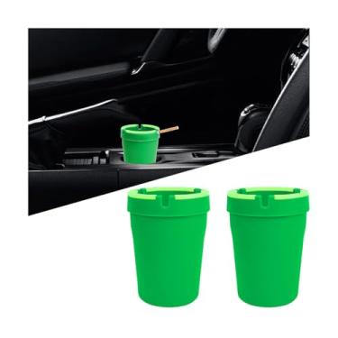 Imagem de Mandark Cinzeiro de carro, 2 peças que brilham no escuro lata de lixo autoextinguível para veículos sem fumaça, organizador de cinzas automotivo portátil à prova de cheiro, universal para caminhões,