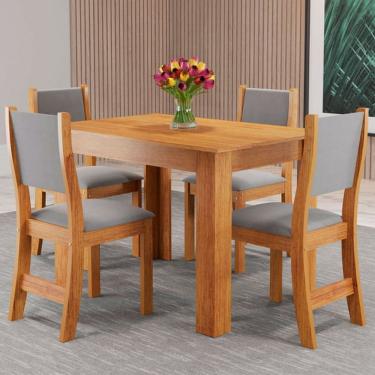 Imagem de Mesa de Jantar 4 Lugares Ariana Marrom/Veludo Cinza - Viero Móveis