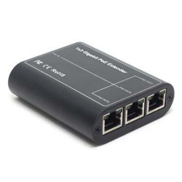 Imagem de DSLRKIT Interruptor de passagem PoE Gigabit externo de 3 portas, extensor PoE 1 em 3 saídas, repetidor em cascata