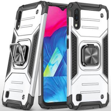 Imagem de Dionsibei Capa para Samsung Galaxy A10 Galaxy M10 de grau militar com suporte integrado coldre armadura resistente à prova de choque capa protetora para celular Galaxy A10 (prata)