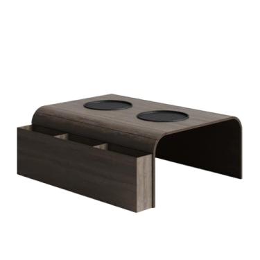 Imagem de Esteira para Sofá com Porta Copos e Controle Remoto, Acabamento em Tabaco, 2 Suportes para Copos