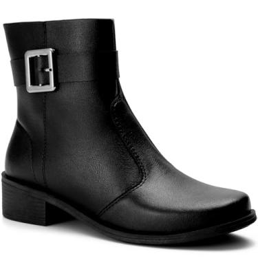 Imagem de Bota Feminina Lumiss Montaria Rasteira Cano Baixo Fivela preto35