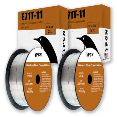 Imagem de PGN Flux Core Mig Wire E71T-11 .030 + .035, carretel de 900 g - Fio de solda MIG de aço suave sem gás com baixo respingo - Para soldagem a arco em todas as posições