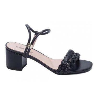 Imagem de Saltinho Sandália Feminina Torricella Sapato Salto Baixo Preto,  35, P