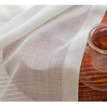 Imagem de Cortina Gaze De Linho 4 Metros Trilho Suíço  - Stanzanni Bordados, Off