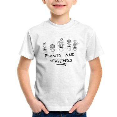 Imagem de Camiseta Infantil Plants are Friends - Foca na Moda, Branco, 14