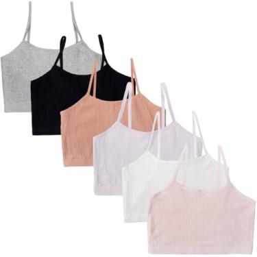 Imagem de XiHSiHan Sutiãs para meninas sem costura Cami Bralettes Esportes Colete Sólido Sutiã Sem Acolchoado, Misto - pacote com 6, 12-14 Anos