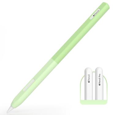 Imagem de AZF Capa de cor gradiente para Apple Pencil Pro e Apple Pencil 2ª geração, capa de silicone dividida conforto perfeito, carregamento magnético e toque duplo. (Verdes)