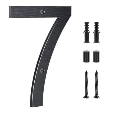 Imagem de Yafimea Números de casa grandes pretos de 20 cm para o exterior, números de endereço residenciais modernos de metal para casa, números flutuantes externos de alumínio para portão de garagem de Wall