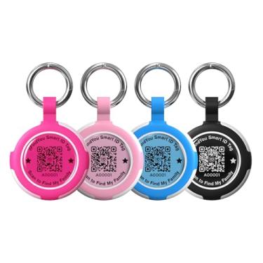 Imagem de ilFindYou Pacote com 4 porta-chaves à prova d'água para Apple Air Tag QR Code, acessórios de cores mistas