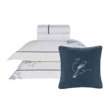 Imagem de Jogo De Cama Karsten Dora 3693733 5 Peças Queen 200 Fios 100% Algodão,