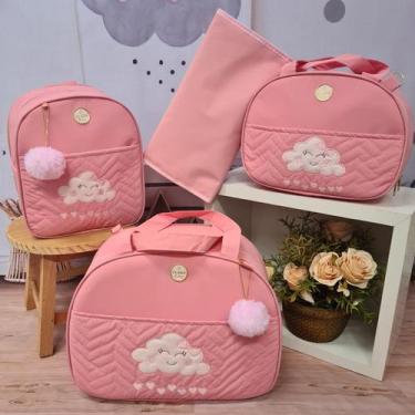 Imagem de Kit Bolsa Saída Maternidade nuvem - Mk baby, rosa