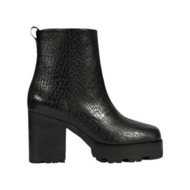Imagem de Bota Feminina Schutz 240 Couro Croco Salto Bloco Preto-Feminino
