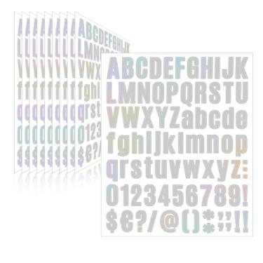 Imagem de Llewyn 810 peças, 10 folhas, adesivos autoadesivos, à prova d'água, números de caixa de correio, adesivos de vinil, decalques do alfabeto para garrafa de água, janela, sala de aula, carro, laptop