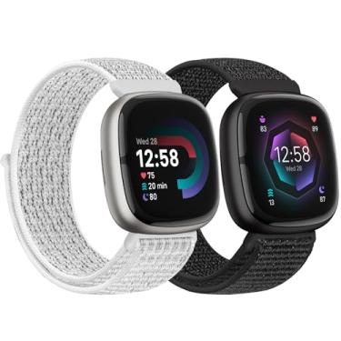 Imagem de AVOD Pulseiras de nylon compatíveis com Fitbit Versa 3/Fitbit Sense, pulseira de substituição ajustável esportiva respirável macia acessórios de pulseira feminina masculina