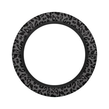 Imagem de Knextrepoy Capa para volante de carrinho de golfe com estampa de leopardo, preto, capas de volante para carro de clube de 33 a 35 cm, acessórios para carrinhos de golfe bloqueiam raios UV, protetor