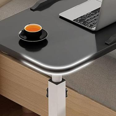 Imagem de Mesa de cabeceira dobrável com rodas, altura ajustável, portátil, computador, mesa de canto para escritório, hospital, casa