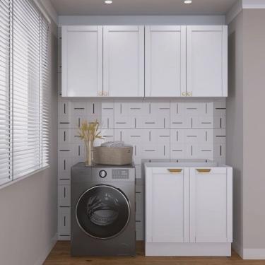 Imagem de Lavanderia Modulada 3 Peças sem Tampo 2 Armários Aéreos 4 Portas 1 Balcão Cabecasa