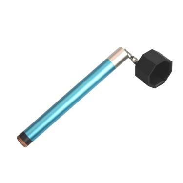 Imagem de LAKE OF FIRE Suporte de giz octogonal para taco de sinuca – Acessório de bilhar 2 em 1 com suporte de giz de piscina e ferramenta de ponta de taco azul