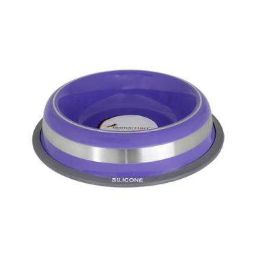 Imagem de Tigela Anti-formiga Inox Para Cães e Gatos Pet 850 ml Roxo - GERMANHAR