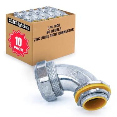 Imagem de SELECT Lighting Conector apertado líquido de zinco de 90 graus, conectores elétricos de 3/4 polegadas, acessórios de conduíte, seguro e resistente à ferrugem, pacote com 10