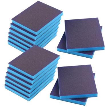 Imagem de 16 peças de esponja de lixa de 150 grãos, blocos de lixa Jamiikury laváveis e reutilizáveis, esponja de lixa seca úmida para pintura de móveis de metal de madeira e drywall