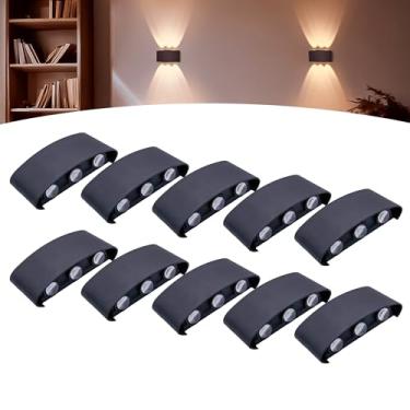 Imagem de Kit 10 Arandela Meia Lua Led 6w 6 Fachos Ip66 Bivolt 3000k (Preto)