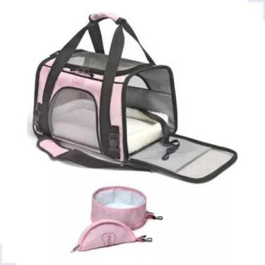 Imagem de Bolsa De Transporte Pet E Bebedouro Rosa Avião Carro Perigot