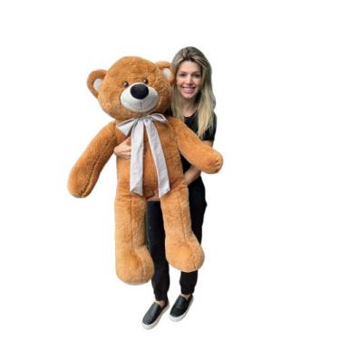 Imagem de Urso De Pelúcia Gigante Teddy 1.10m Presente Com Laço 3kg - DW Confecç
