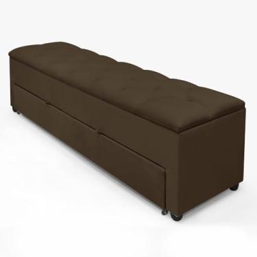 Imagem de Recamier Baú Paris Sapateira Com Gaveta Luxo Decorativo Estofado Tamanho 1,30m Móveis De Armazenamento Estilo Moderno Retro Organizador Premium Para Quarto Cama Casal/solteiro (Marrom)