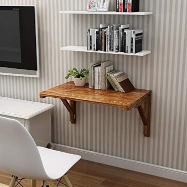 Imagem de LXB Mesa de computador para uso doméstico montada na parede - mesa dobrável de folhas suspensas, mesa de café da manhã, mesa de trabalho, mesa de estudo, prateleira de parede, loja de chá carbonizada