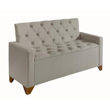 Imagem de Recamier Baú California Estilo Sofá Pés Em Madeira Sapateira Luxo Decorativo Estofado Tamanho 1,30 m Móveis De Armazenamento Moderno Organizador Premium Para Quarto Apoio Para Pés (Bege)