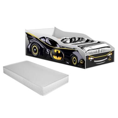 Imagem de Mini Cama Carro Infantil Batman Montessoriana Para Quarto Da Criança Berço Moderno Com Grade De Proteção Lateral Com Colchão Cor Preto