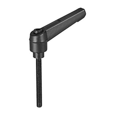 Imagem de uxcell Alavanca de aperto ajustável M5 x 50 mm Metric Black Oxide Carbon Steel Male Threaded Stud Hand Knobs Push Button Ratchet Rotating Screw Handles Bolt with Locking Lever Black