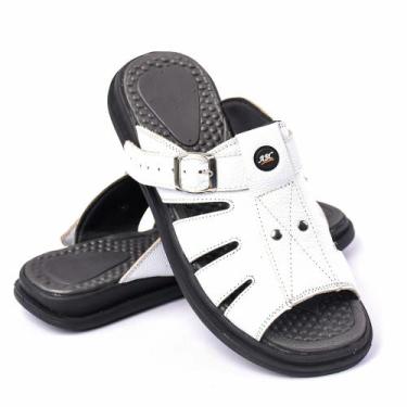 Imagem de Sandália Anti Stress Chinelo Masculino Couro 8080 - ABC, Branco, 42