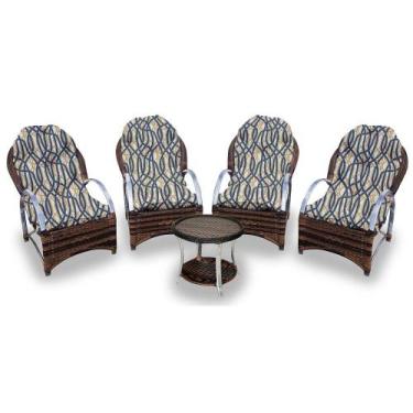 Imagem de Conjunto de Poltronas Fibra Sintética Paris Alumínio - 4 Poltronas + 1