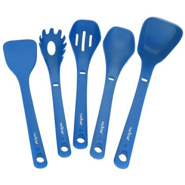 Imagem de NutriChef Conjunto de utensílios de cozinha de silicone – conjunto de utensílios de 8 peças com espátula, garfo de macarrão, colher sólida, colher com fenda e suporte de ferramentas, resistente ao
