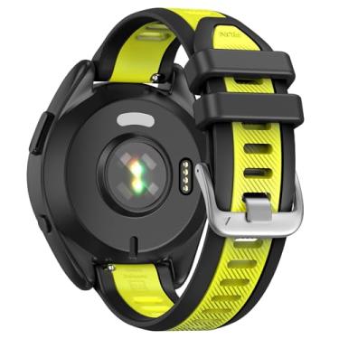Imagem de U-LIMVE Pulseira de relógio para Garmin Forerunner 165/Forerunner 245/Forerunner 645/Vivoactive 5/Vivoactive 3/Venu 2 plus/Venu SQ 2, pulseira de silicone de liberação rápida de 20 mm, Preto limão