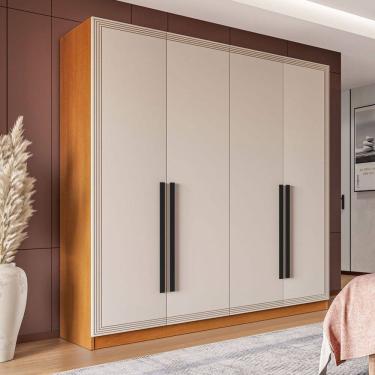 Imagem de Guarda-Roupa Casal Valência 4 Portas 4 Gavetas Freijó/Creme - Politorno