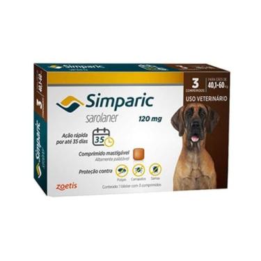 Imagem de Antipulgas E Carrapatos Cães 120 Mg 3 Comprimidos 40,1 a 60kg Original