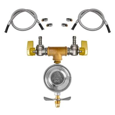 Imagem de Kit Instalação Fogão Forno Válvula Duas Saídas Gás 60cm 60cm - Renogás