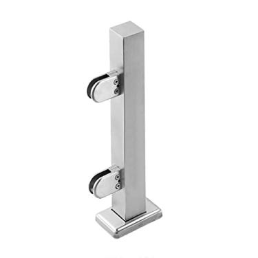 Imagem de SJHDUNBW Braçadeira de clipe de aço para trilhos de vidro com parafusos e tampa de base, postes de balaustrada, plataforma, escadas, sistema de trilhos de vidro