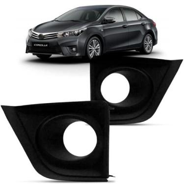 Imagem de Par Moldura Farol Milha Corolla 2015 A 2017 Preta Com Furo - Retrovex